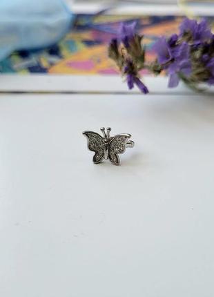 Серебряная сережка обманка бабочка  568р7 фото
