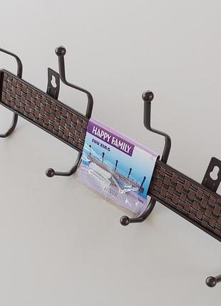 Длина 33 см. вешалка кнт4 настенная металл коричневого цвета на 4 крючка