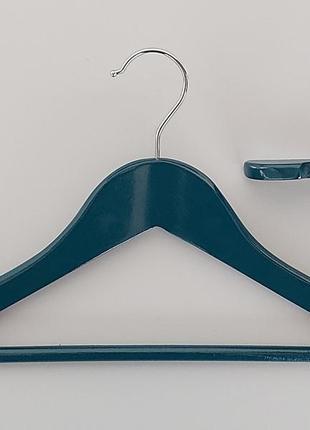 Плечики вешалки тремпеля деревянные темно-зеленого цвета, длина 33,5 см, в упаковке 5 штук