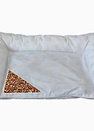 Ортопедична подушка для сну з бязі з валиком. наповнювач гречана лушпиння (лузка). розмір 52 х 40 см.1 фото