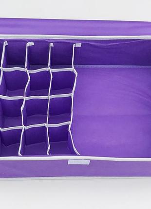 Органайзер з кришкою 40*29*11 см, на 17 відділень для зберігання дрібних предметів одягу фіолетового кольору6 фото