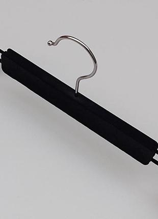 Плечики вешалки тремпеля  для брюк и юбок флокированные  черного цвета, длина 33 см.2 фото