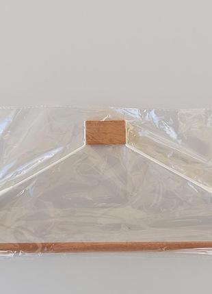Плічка вішалки тремпеля метал з деревом білого кольору, довжина 42,5 см7 фото
