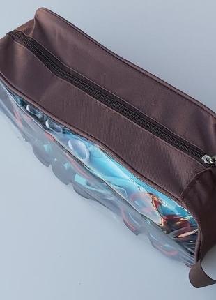 Чохол-сумка коричневого кольору для зберігання і упакування взуття з прозорою вставкою, довжина 33 см2 фото