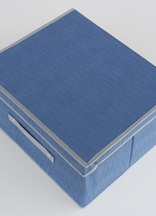 Коробка-органайзер sw35 ш 35*д 30*20 см. колір синій для зберігання одягу, взуття чи невеликих предметів1 фото