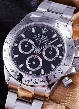 Часы в стиле rolex daytona silver (black  )1 фото