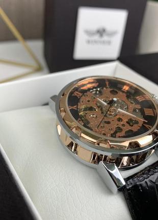 Чоловічий механічний наручний годинник winner skeleton оригінал у фірмовій коробочці, механіка віннер у коробці6 фото
