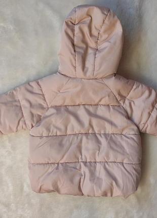 Детская теплая куртка парка зимний пуховик для девочки пудровый розовый беж младенца на флисе zara10 фото