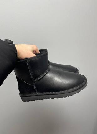 Уги ugg classic black leather угги6 фото