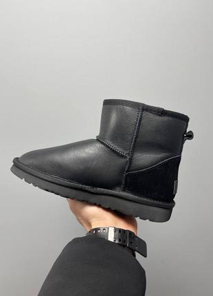 Уги ugg classic black leather угги3 фото