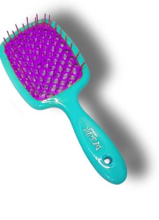 Гребінець для волосся sami super hair brush (у подарунковому пакованні) бірюза з фуксією