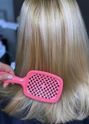 Гребінець для волосся sami super hair brush (у подарунковому пакованні) бірюза з фуксією3 фото