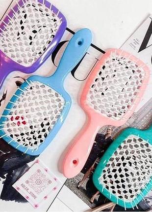 Гребінець для волосся sami super hair brush (у подарунковому пакованні) бірюза з фуксією5 фото