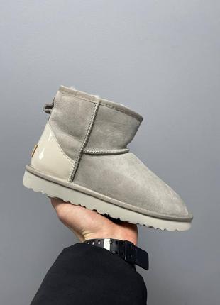 Уги ugg light grey metallic suede угги