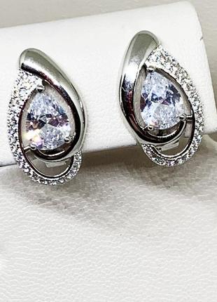 Сережки серебряные с кубическим цирконием 4,9 г