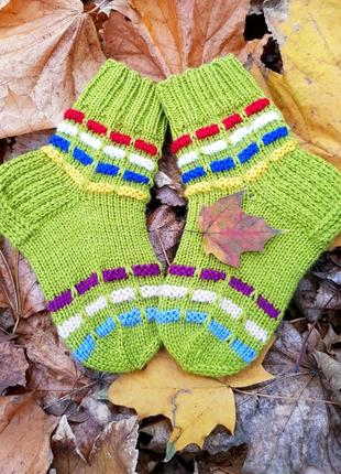 Шкарпетки дитячі шерстяні в'язані спицями (14,5 см) handmade2 фото