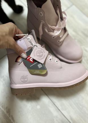 Ботинки термо timberland світло рожеві 4