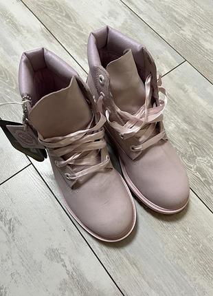 Ботинки термо timberland світло рожеві 2