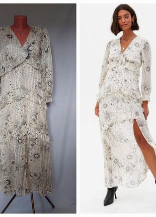 New look petite white mystic многоуровневое длинное платье с рюшами(размер 12-14)7 фото
