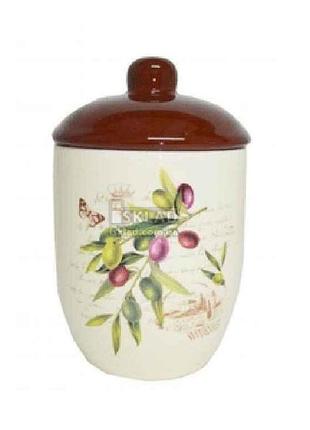 Сахарница с крышкой 520 мл оливки керамика zf3528ol 00083499 "interos"