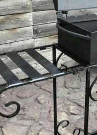 Полиця-столик на мангал з дровницею на 9,12 шампурів тм метал завод