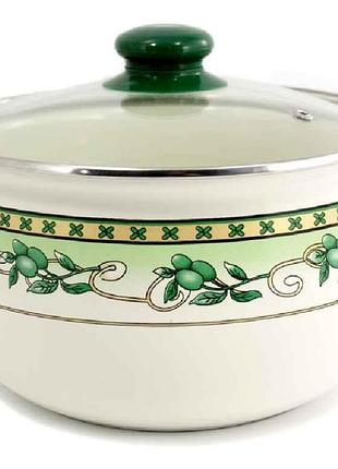 Эмалированная кастрюля 2.1 литр оливки (т)2243 00063943 "interos"