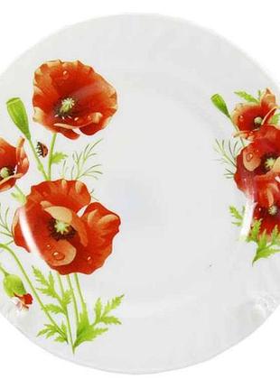 Тарелки стеклокерамические 20 см мак (6 штук в наборе) 6777 / s "lumines"
