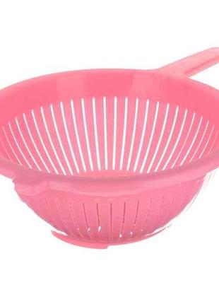 Друшляк пластиковий з ручкою d=220мм рожевий тм консенсус