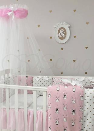 Комплект детского постельного белья shine алиса розовый простынь с юбкой маленькая соня