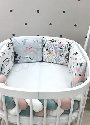 Комплект дитячого постільного одягу art design зайці радугі маленька соня1 фото
