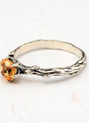 Кольцо женское серебрянное с цитрином4 фото