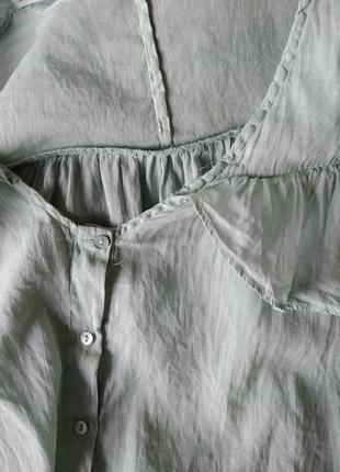 Р 8-10 / 42-44-46 брендовая легкая батистовая блуза блузка рубашка рами и хлопок zara4 фото