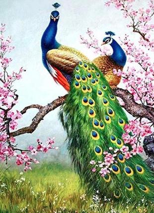 Алмазная мозаика павлин в сакуре dm-305 40х50см полная заш набор алмазной вышивки птицы, животные