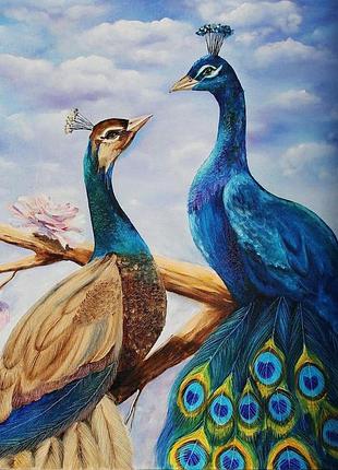 Алмазная мозаика влюбленные павлины dm-299 30х40см полная заш набор алмазной вышивки животные