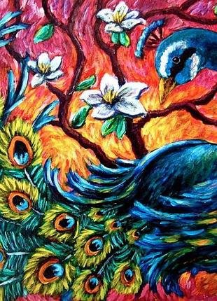 Алмазная мозаика красочный павлин dm-303 50х40см полная заш набор алмазной вышивки птицы, животные