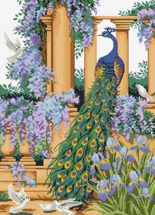 Алмазная мозаика павлин в саду dm-295 40х60см полная заш набор алмазной вышивки птицы