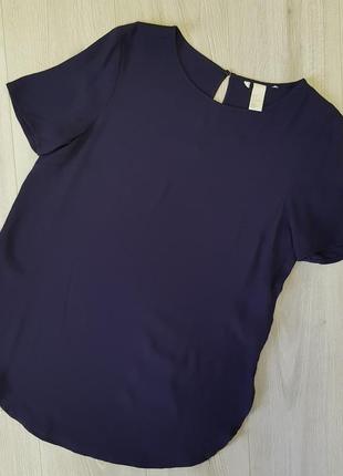 Блуза из вискозы на короткий рукав,прямая синяя блуза из вискозы3 фото