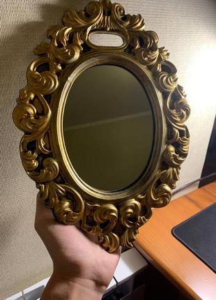 Вінтаж вінтажне гіпсове фігурне вікторіанське рококо бронза бароко дзеркало бронзове золоте вензелі подарунок фотосесія рамка казкове срср будуар9 фото