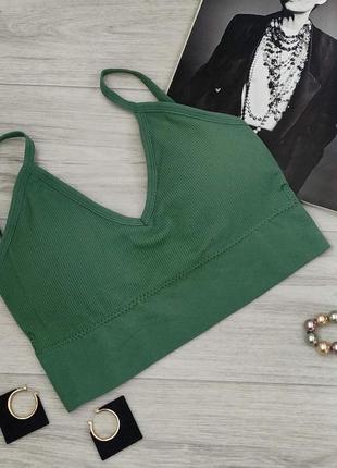 Женский топ в рубчик s/m зеленый