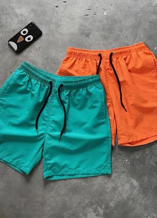 Мужские пляжные шорты (шорты для плаванья/плавки), однотонный оранжевый цвет без брендов и логотипов4 фото