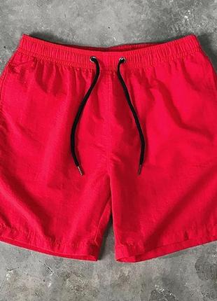 Мужские пляжные шорты (шорты для плаванья/плавки), однотонный красный цвет без брендов и логотипов