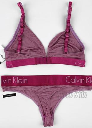 Комплект нижнего белья calvin klein (топ + стринги), коллекция dual tone, разные размеры, цвет темно-розовый2 фото