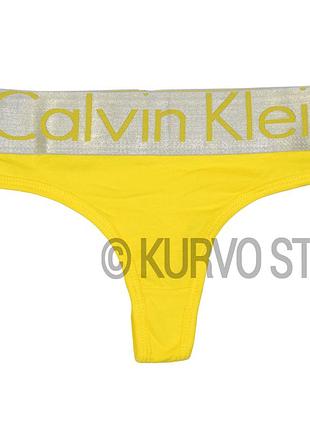 Женские стринги calvin klein, разные размеры, цвет желтый, размер l