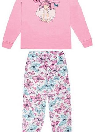 Пижама детская  теплая хлопковая для девочки gabbi pgd-19-12 розовый, размер 122 (11965)