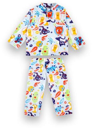 Пижама детская теплая хлопковая для мальчика gabbi ks-21-63-1 молочный  80 (13088)1 фото