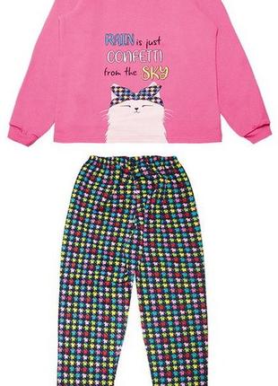Пижама детская  теплая хлопковая для девочки gabbi pgd-19-8 малиновый 122 (11883)1 фото