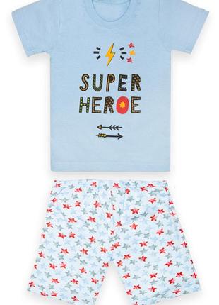 Детская летняя пижама для мальчика футболка + шорты gabbi pgm-22-3 голубой 104 (13187)