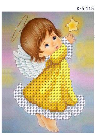 Схема детская для вышивания бисером магия бисера  к-5  115 ангелочек №1 размер 13*17 см