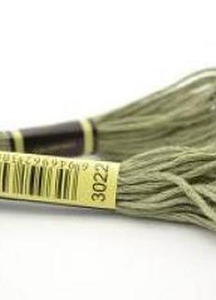 Нитки мулине для вышивки схс-3022 серый слон / 8 м