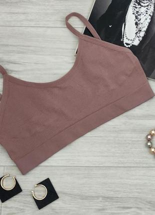 Жіночий топ у рубчик без чашок  s/m темно-пудровий
